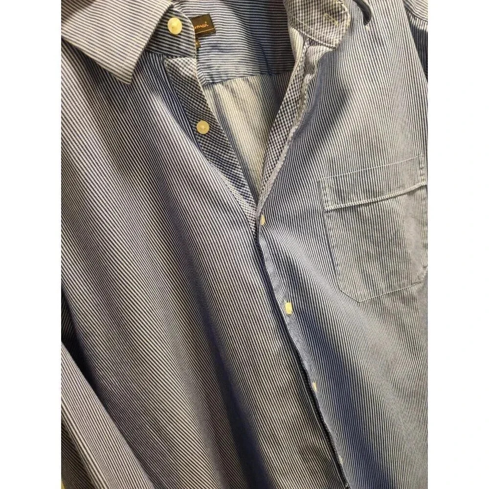 Ben Sherman Men's Blue Striped Button Down Long Sleeve Shirt Sz XL 17.5 - Picture 4 of 7